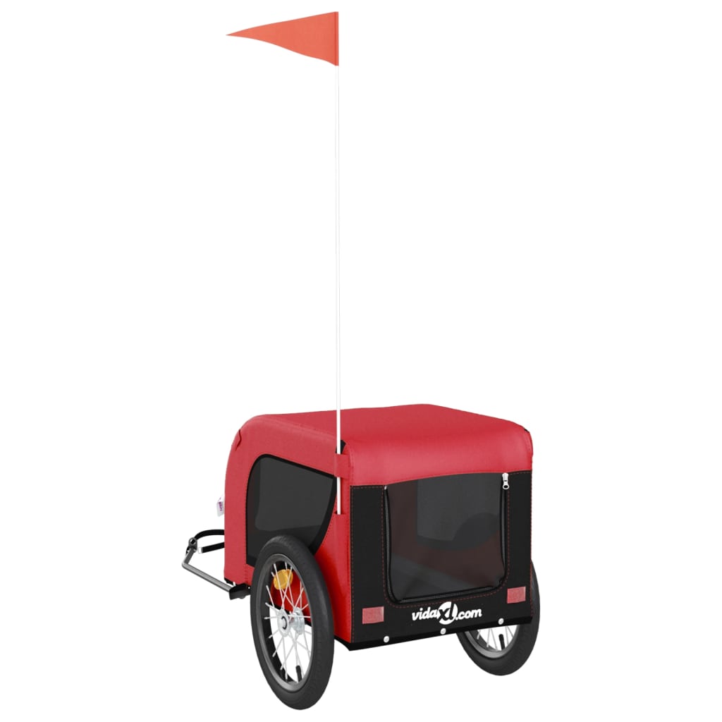 hundetrailer til cykel oxfordstof og jern rød og sort