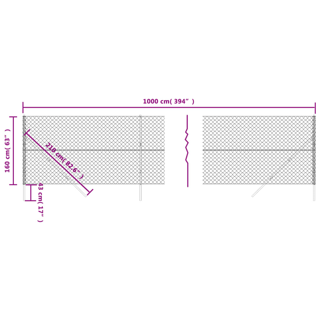 trådhegn 1,6x10 m antracitgrå