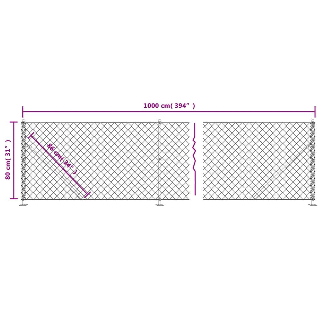 trådhegn med flange 0,8x10 m antracitgrå