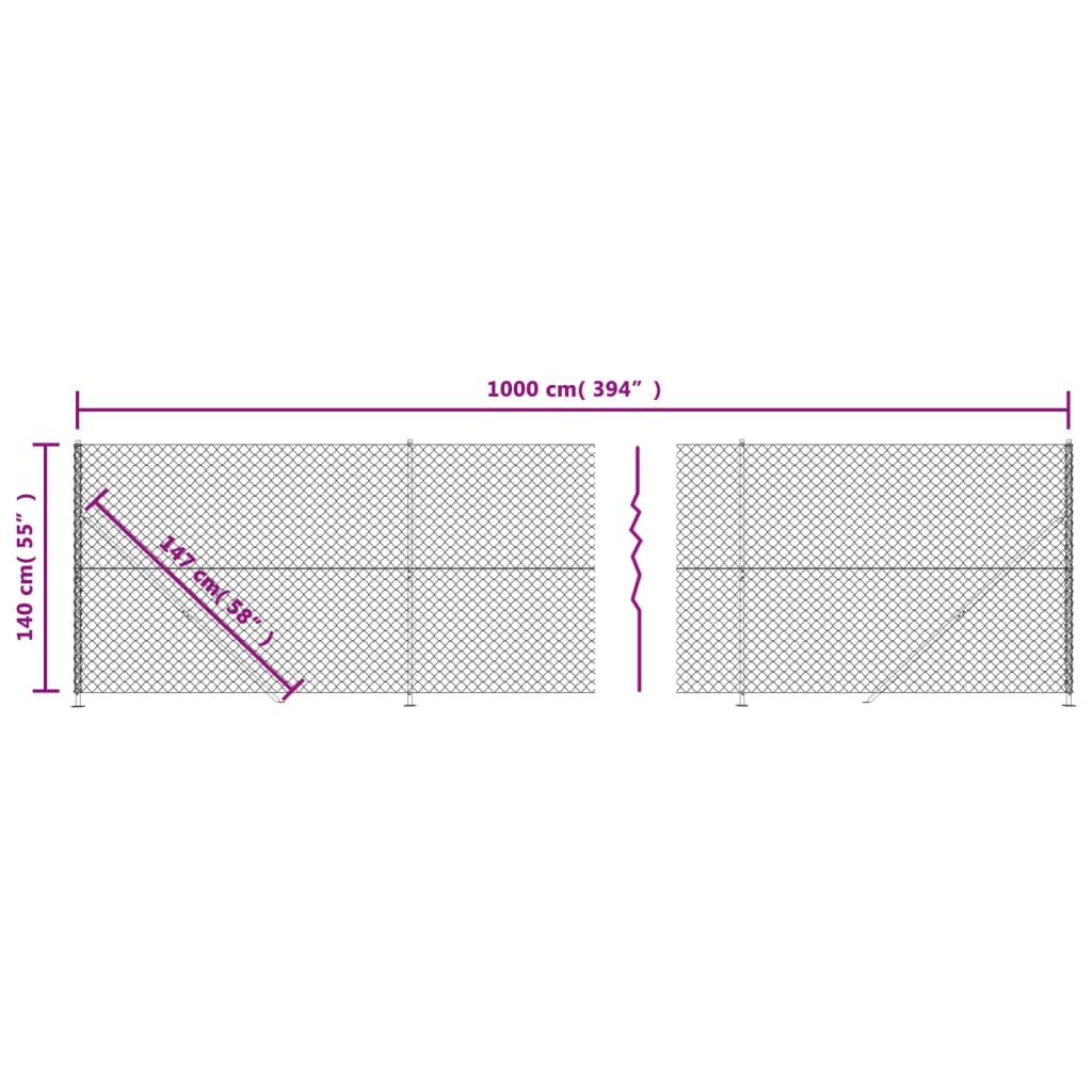 trådhegn med flange 1,4x10 m antracitgrå