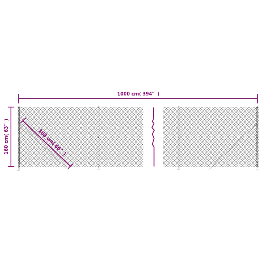 trådhegn med flange 1,6x10 m antracitgrå