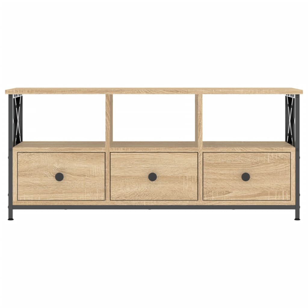 tv-bord 102x33x45 cm konstrueret træ og jern sonoma-eg