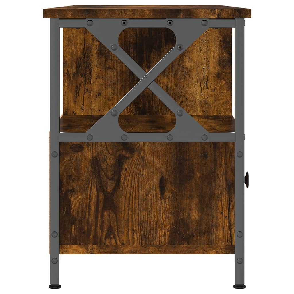 tv-bord 102x33x45 cm konstrueret træ og jern røget egetræsfarve