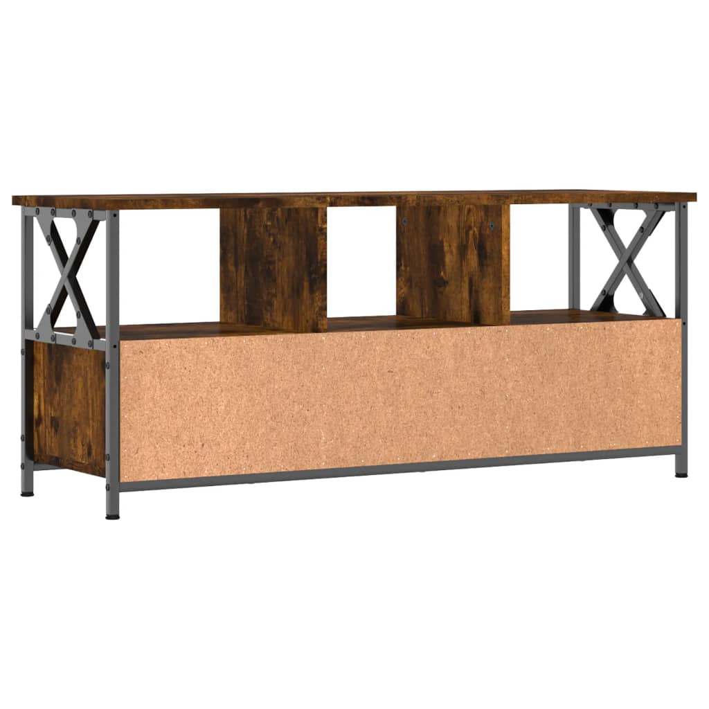 tv-bord 102x33x45 cm konstrueret træ og jern røget egetræsfarve