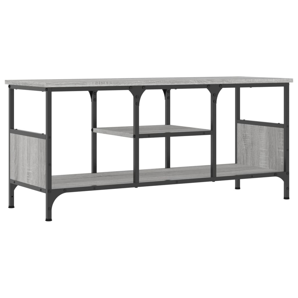tv-bord 100x35x45 cm konstrueret træ og jern grå sonoma-eg