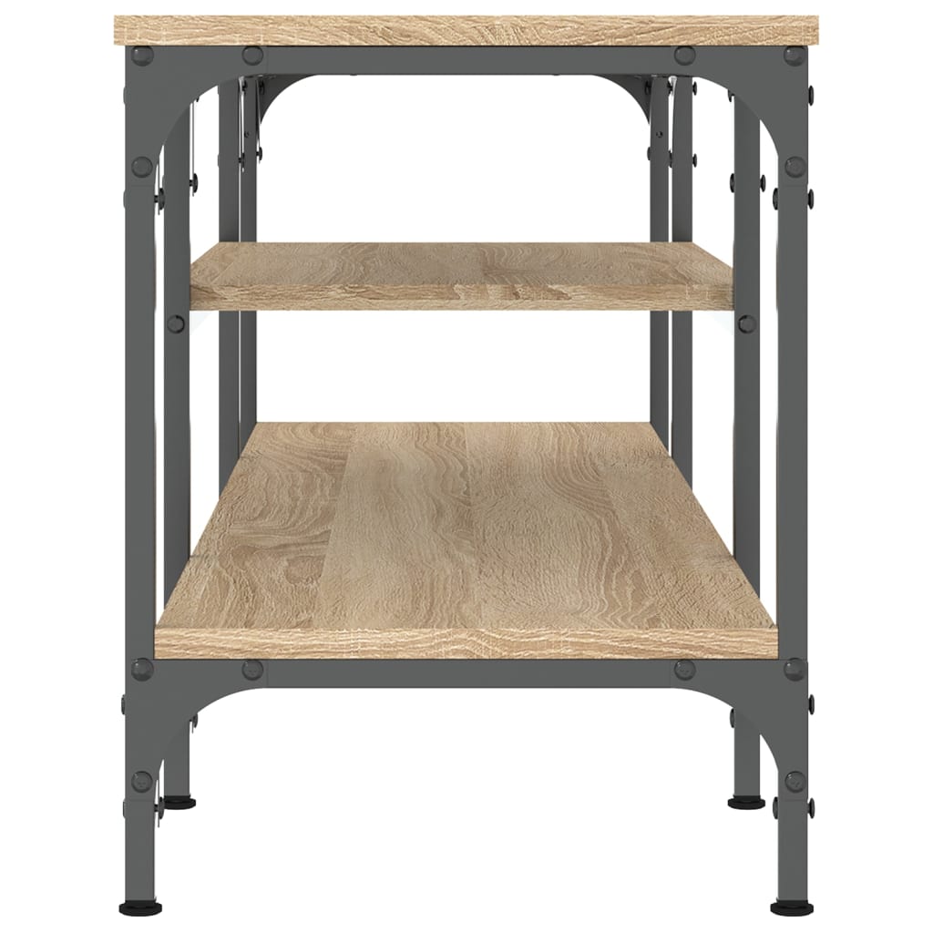 tv-bord 121x35x45 cm konstrueret træ og jern sonoma-eg