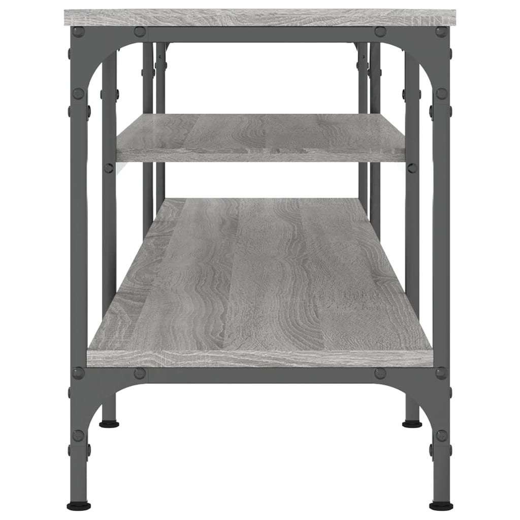 tv-bord 161x35x45 cm konstrueret træ og jern grå sonoma-eg