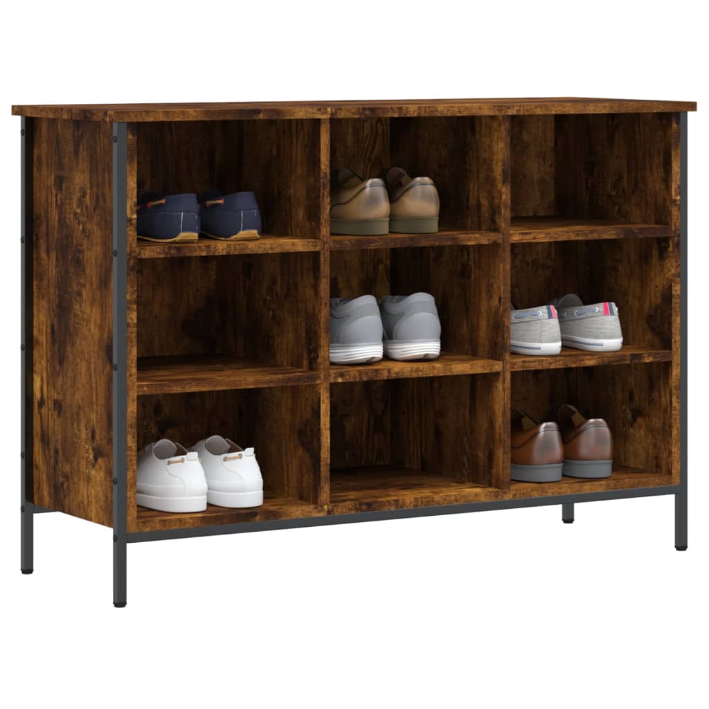 skoskab 100x35x70 cm konstrueret træ røget egetræsfarve