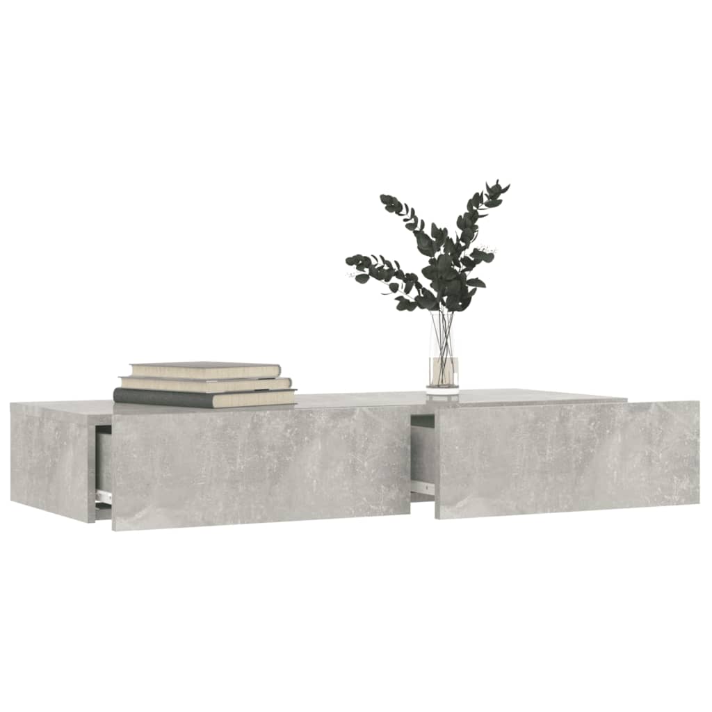 tv-skab med LED-lys 90x35x15,5 cm betongrå