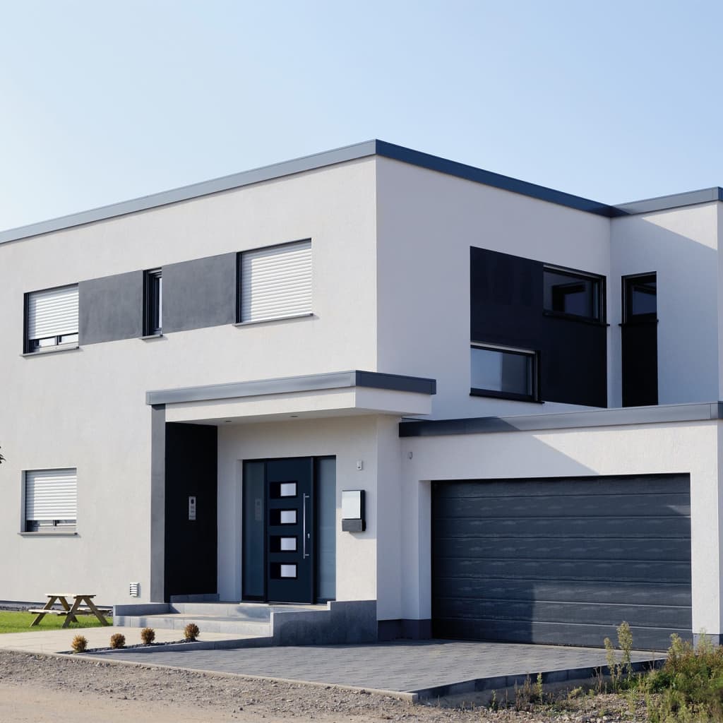 hoveddør 110x210 cm aluminium og PVC antracitgrå