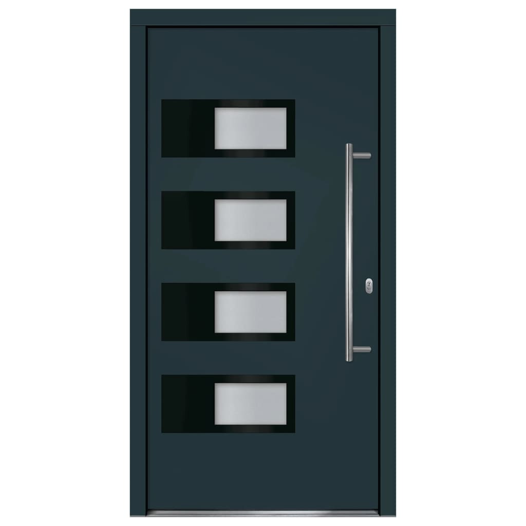 hoveddør 110x210 cm aluminium og PVC antracitgrå