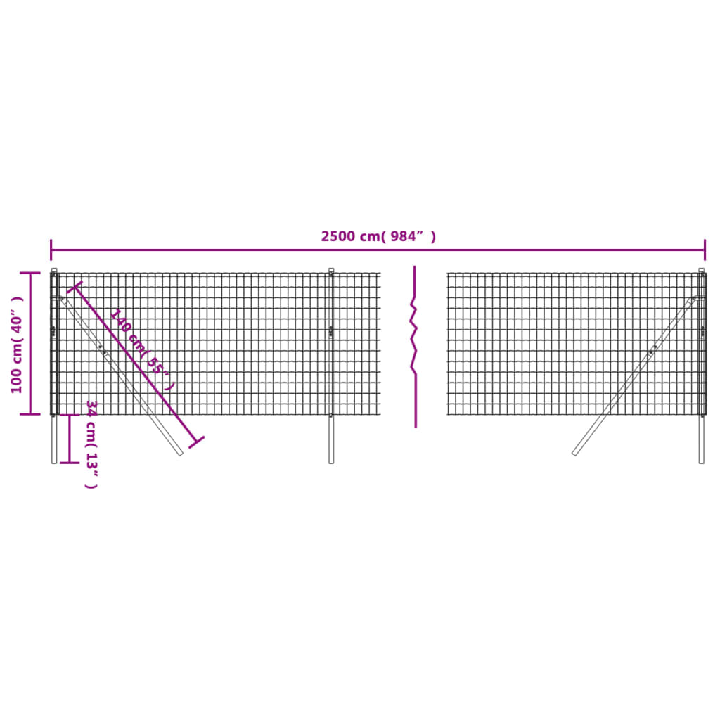 trådhegn 1x25 m galvaniseret stål antracitgrå