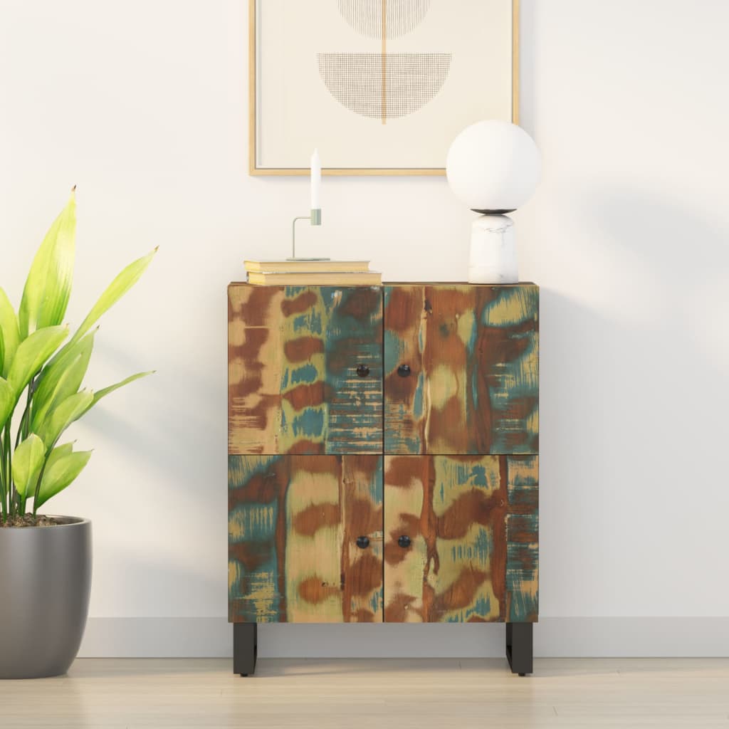 skænk med 4 låger 60x33x75 cm massivt genbrugstræ