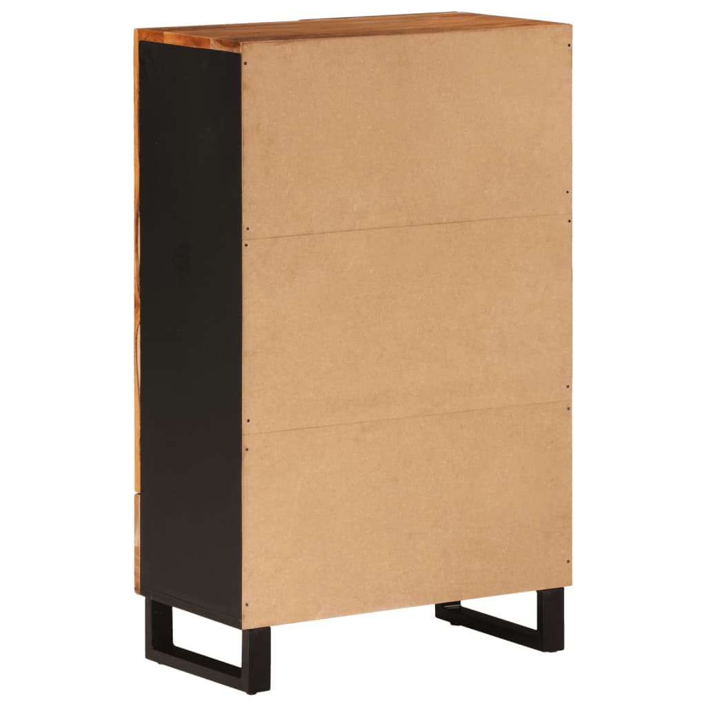 skab med skuffe 60x33x100 cm massivt akacietræ og jern