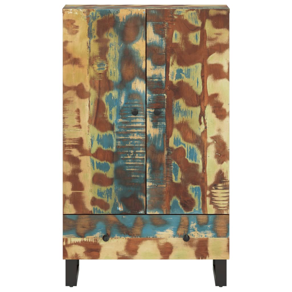 skab med skuffe 60x33x100 cm massivt genbrugstræ og jern