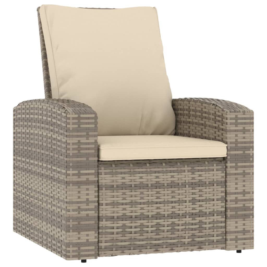 positionsstol med hynder polyrattan lysebrun