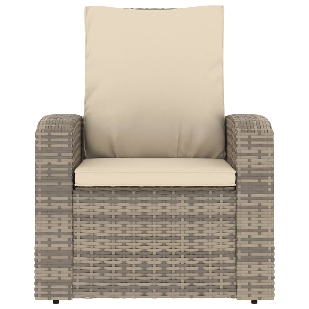 positionsstol med hynder polyrattan lysebrun