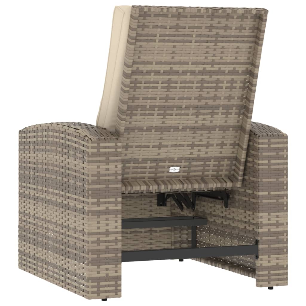 positionsstol med hynder polyrattan lysebrun