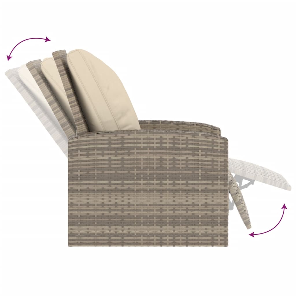 positionsstol med hynder polyrattan lysebrun