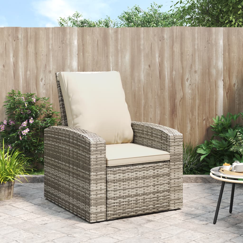 positionsstol med hynder polyrattan lysebrun