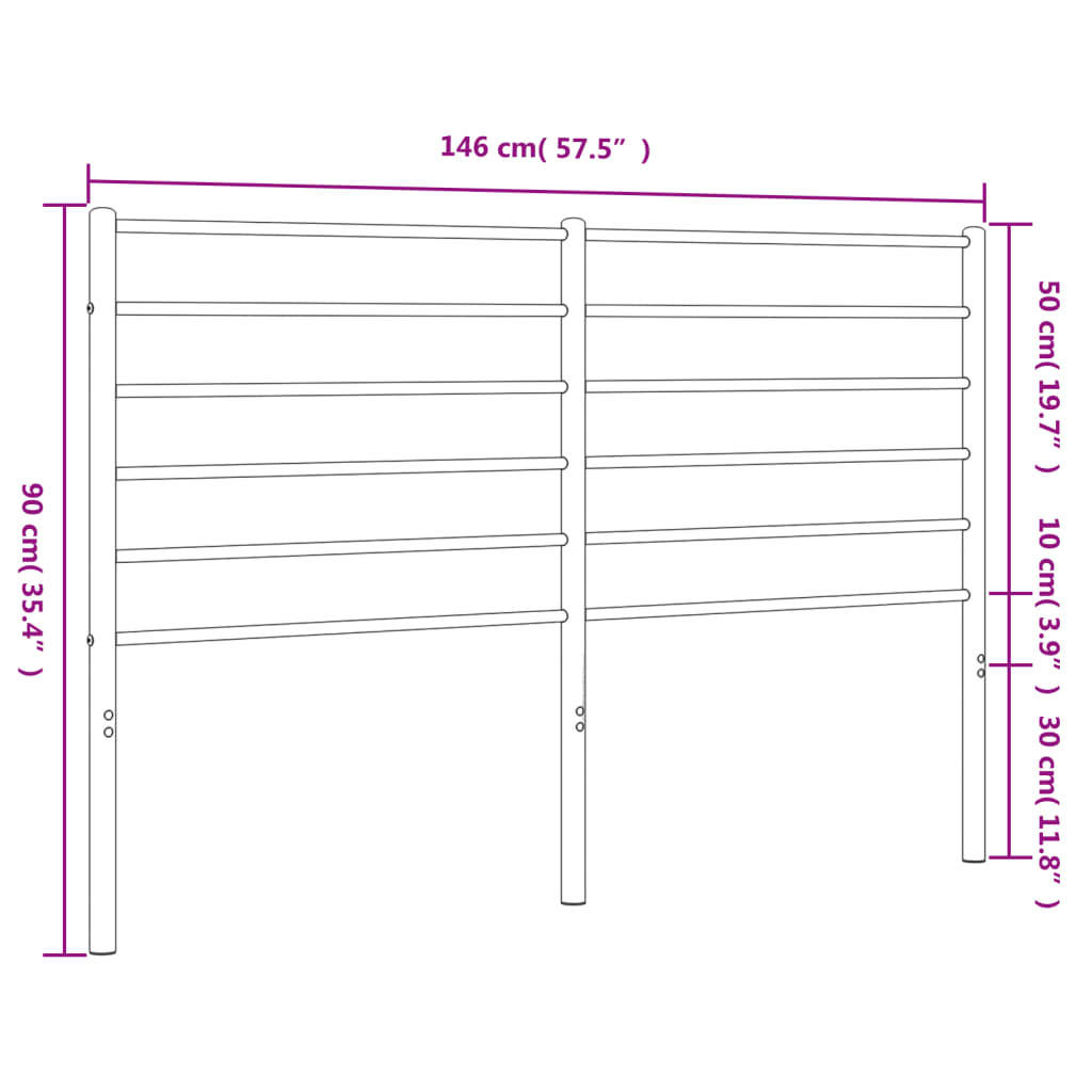 sengegavl 140 cm metal sort