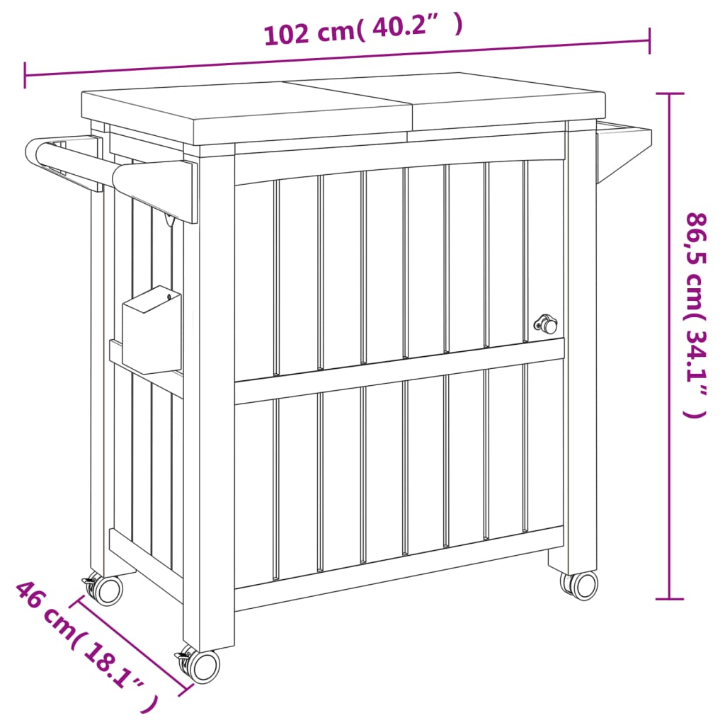 3-i-1 serveringsvogn polypropylen sort