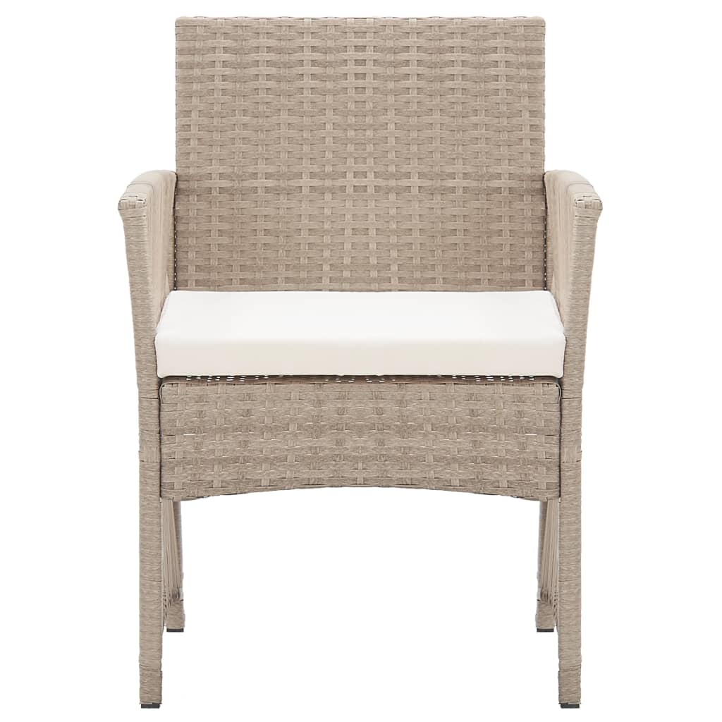 havestole med hynder 2 stk. polyrattan beige