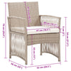 havestole med hynder 2 stk. polyrattan beige