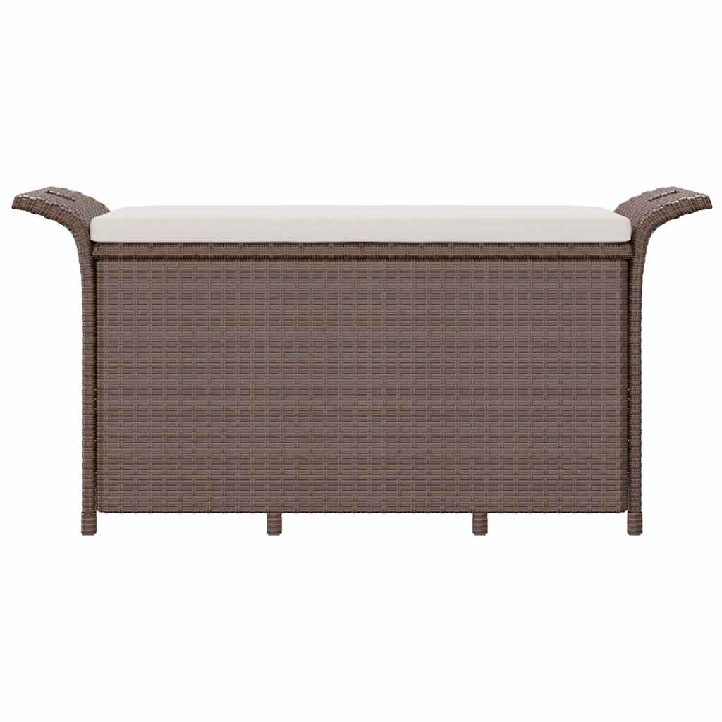 havebænk med hynde 116x46x57 cm polyrattan brun
