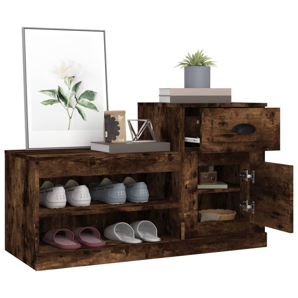 skoskab 100x42x60 cm konstrueret træ røget egetræsfarve