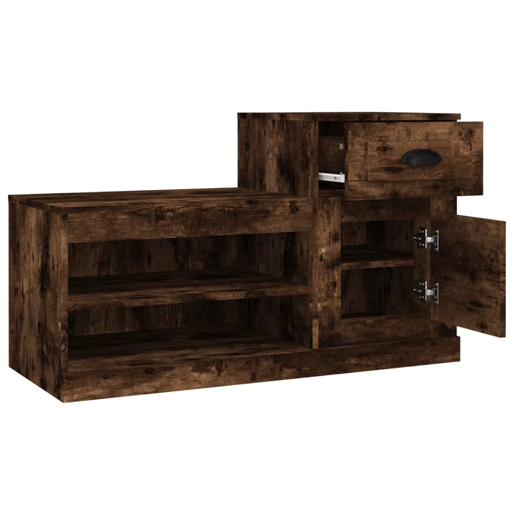 skoskab 100x42x60 cm konstrueret træ røget egetræsfarve