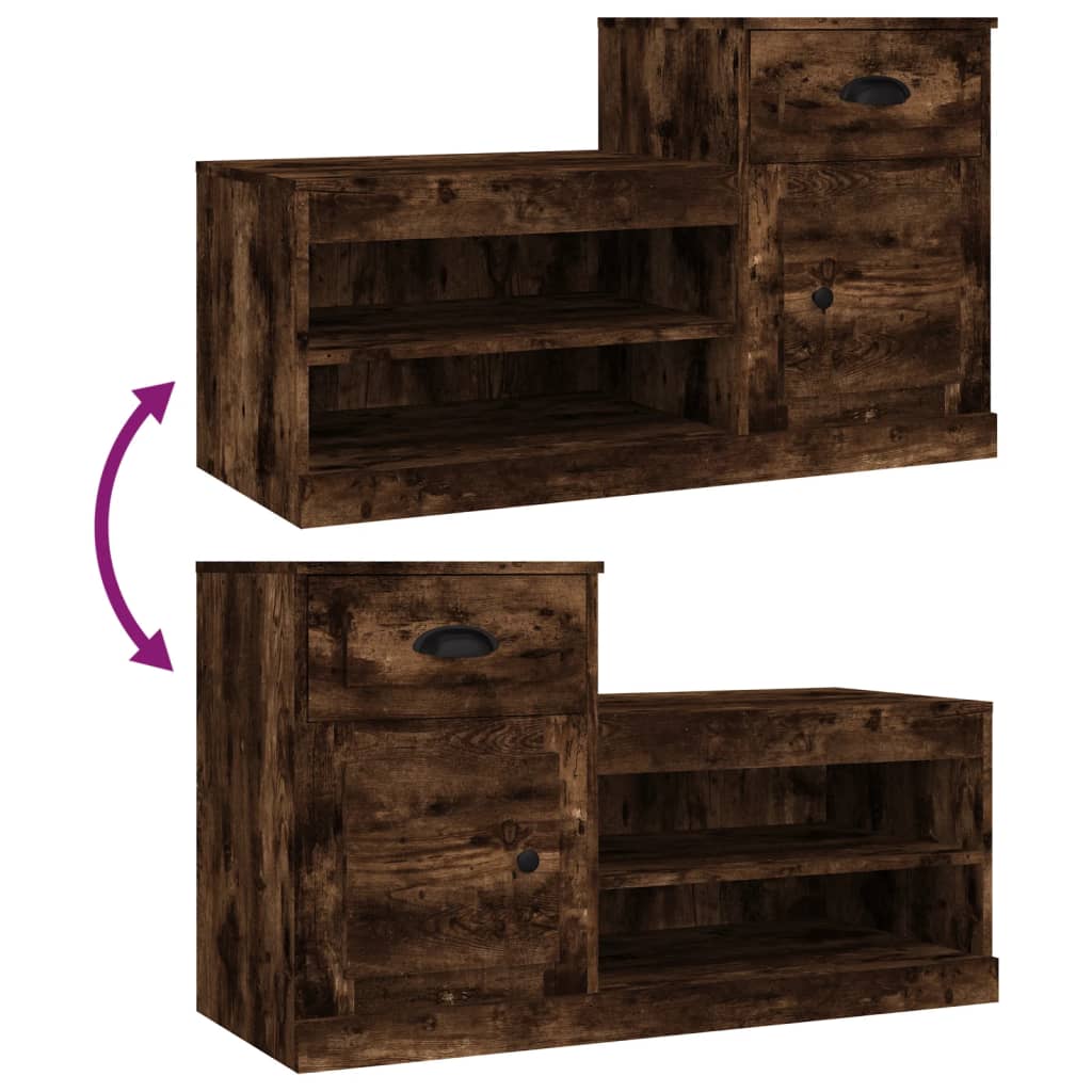 skoskab 100x42x60 cm konstrueret træ røget egetræsfarve