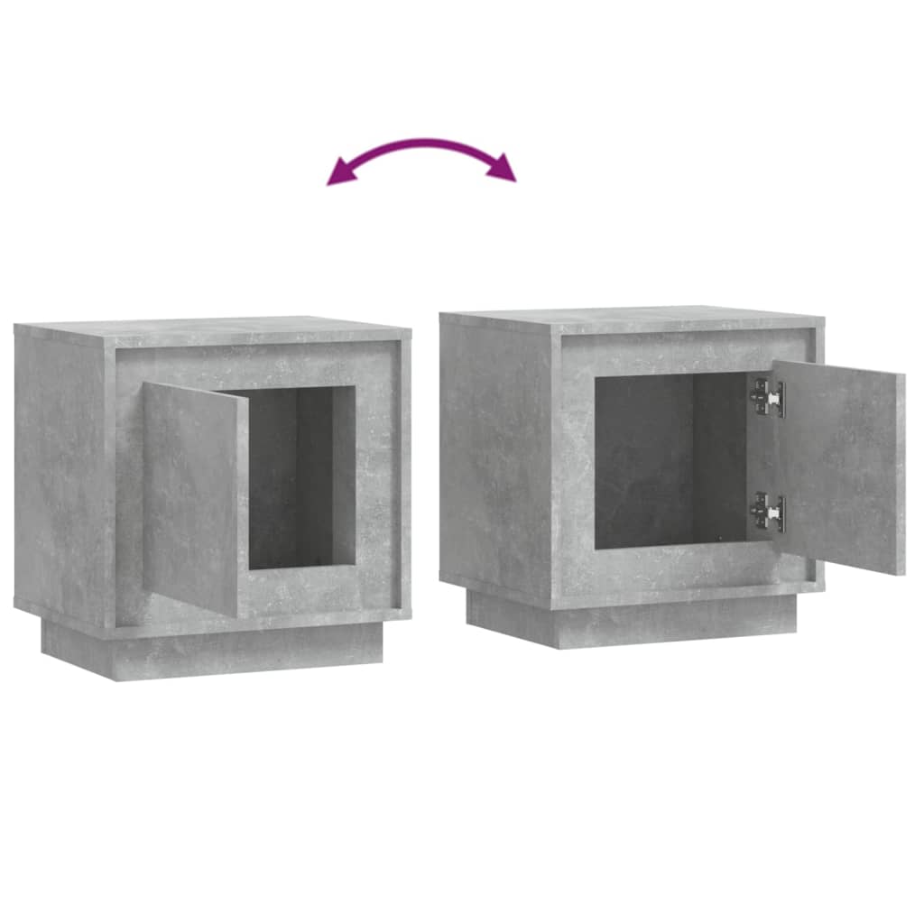 sengebord 44x35x45 cm konstrueret træ betongrå