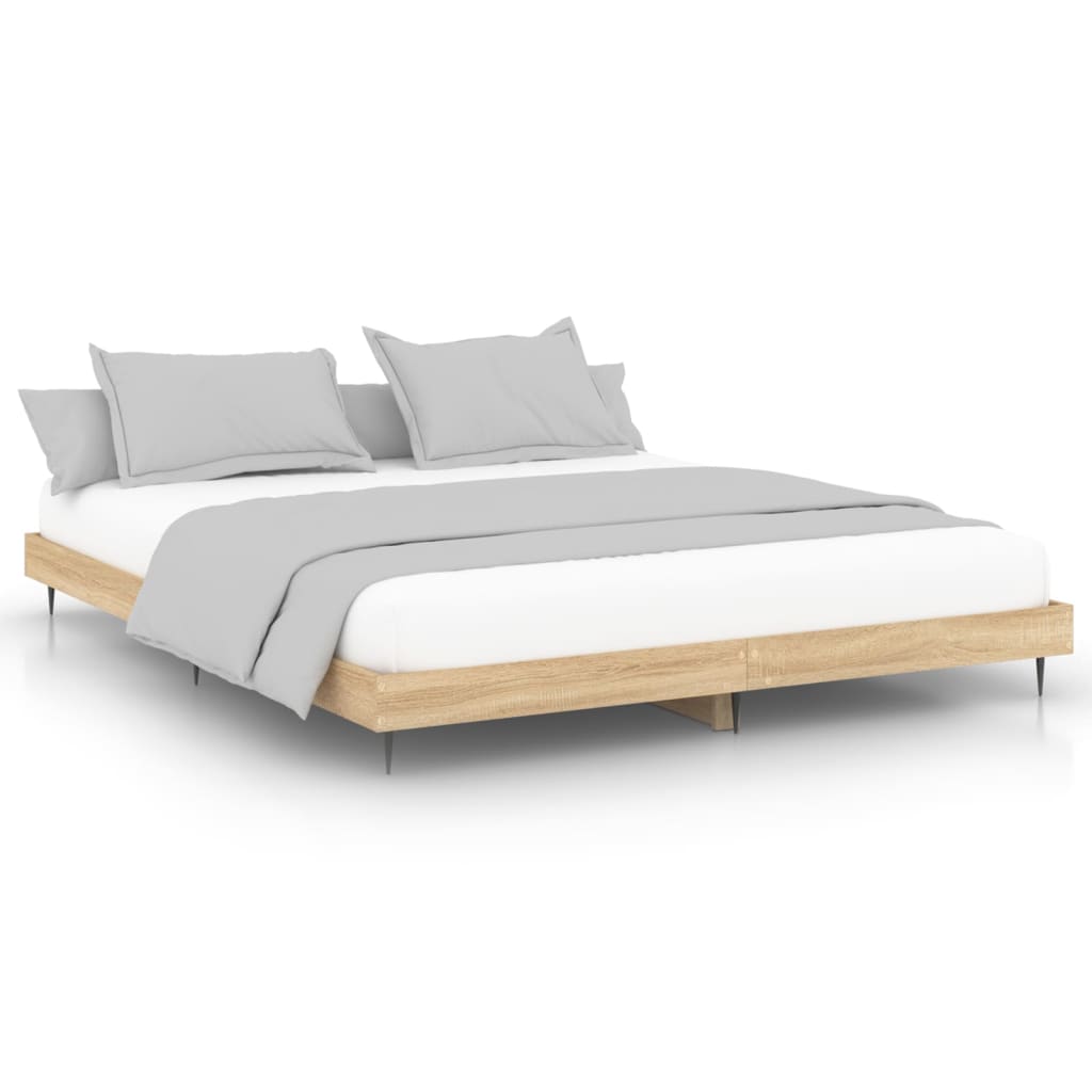 sengeramme 150x200 cm uden madras konstrueret træ sonoma-eg