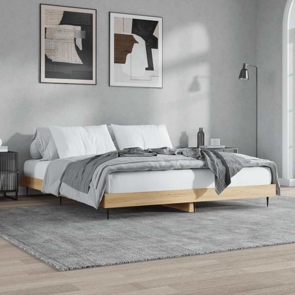 sengeramme 150x200 cm uden madras konstrueret træ sonoma-eg