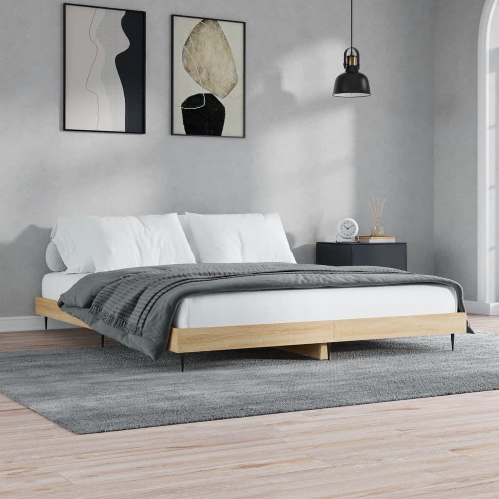 sengeramme 150x200 cm uden madras konstrueret træ sonoma-eg