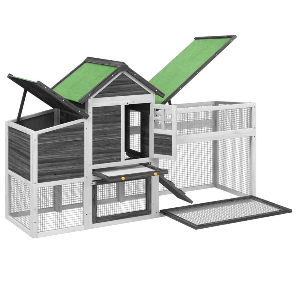 hønsehus 186,5x58,5x113 cm massivt fyrretræ grå