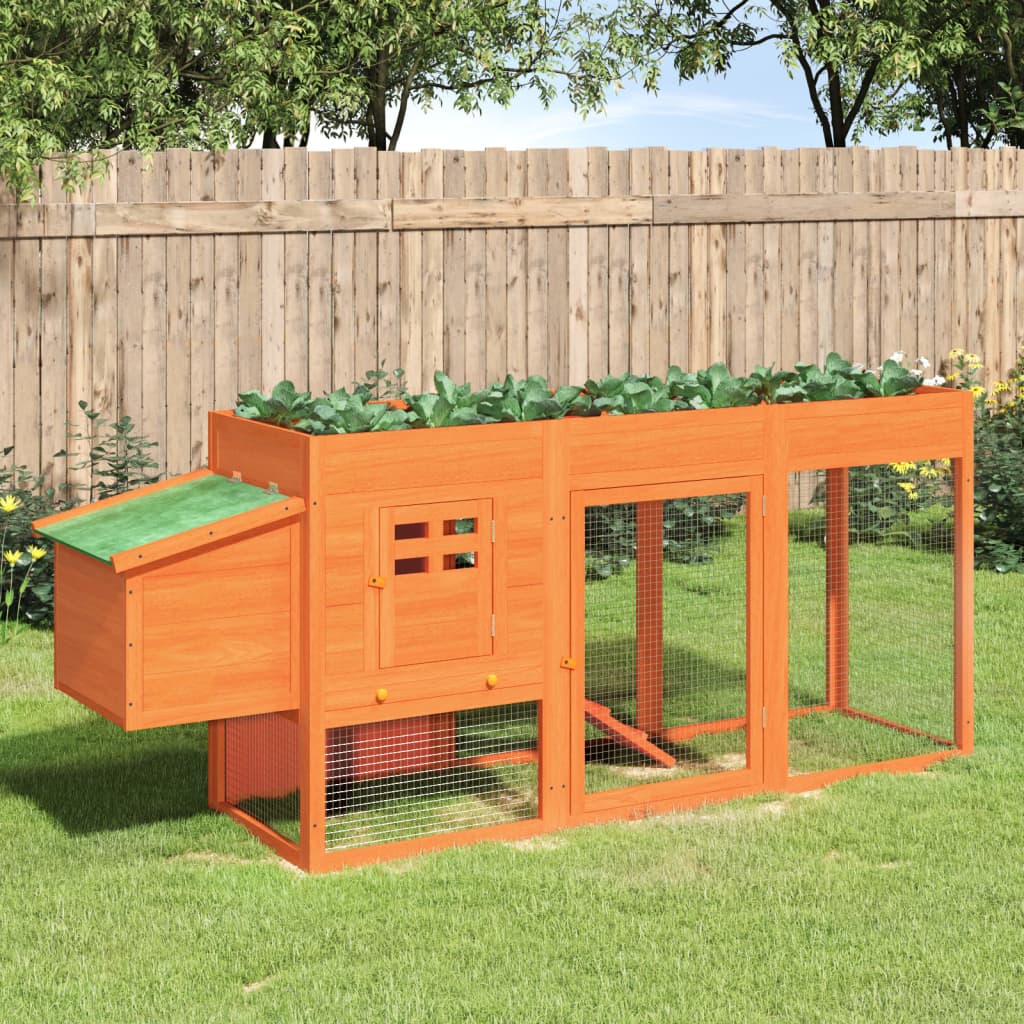 hønsehus 204x50x84 cm massivt fyrretræ brun