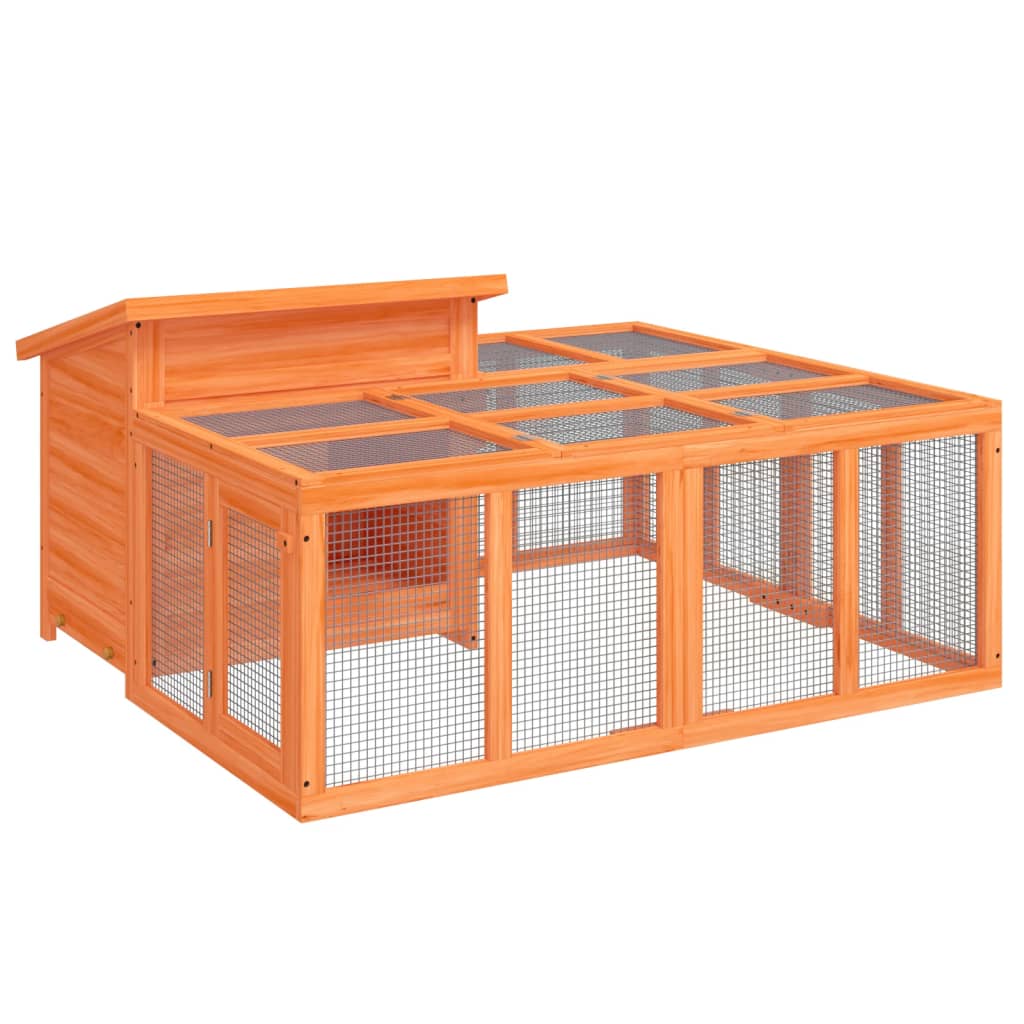 kaninbur 144x123x67,5 cm massivt fyrretræ brun