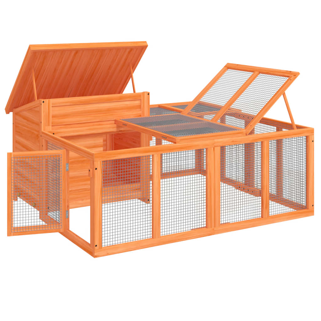 kaninbur 144x123x67,5 cm massivt fyrretræ brun