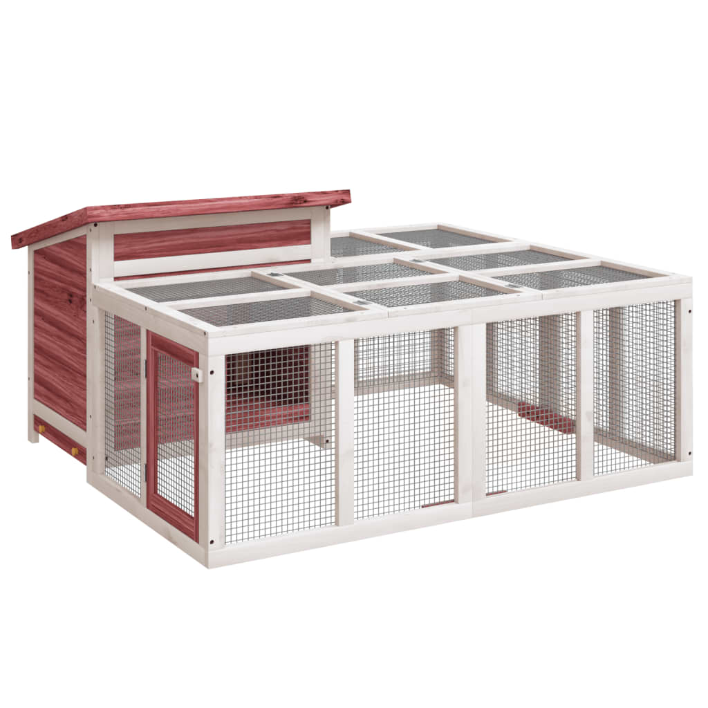 kaninbur 144x123x67,5 cm massivt fyrretræ mokkafarvet