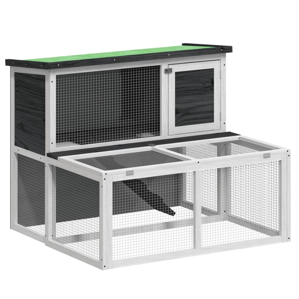 kaninbur 102x90x84,5 cm massivt fyrretræ grå