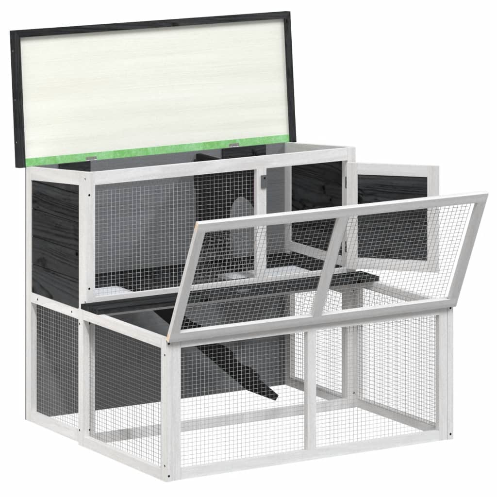 kaninbur 102x90x84,5 cm massivt fyrretræ grå