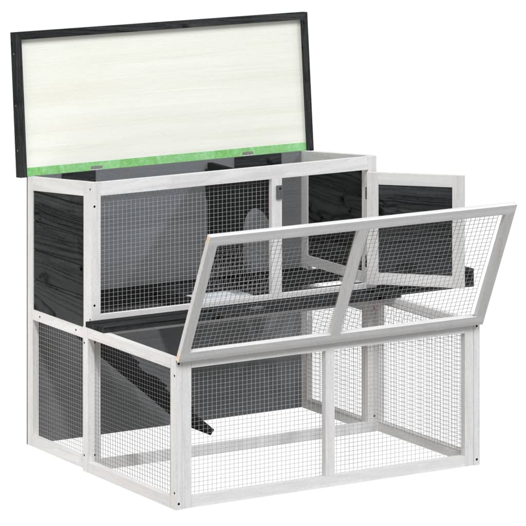 kaninbur 102x90x84,5 cm massivt fyrretræ grå