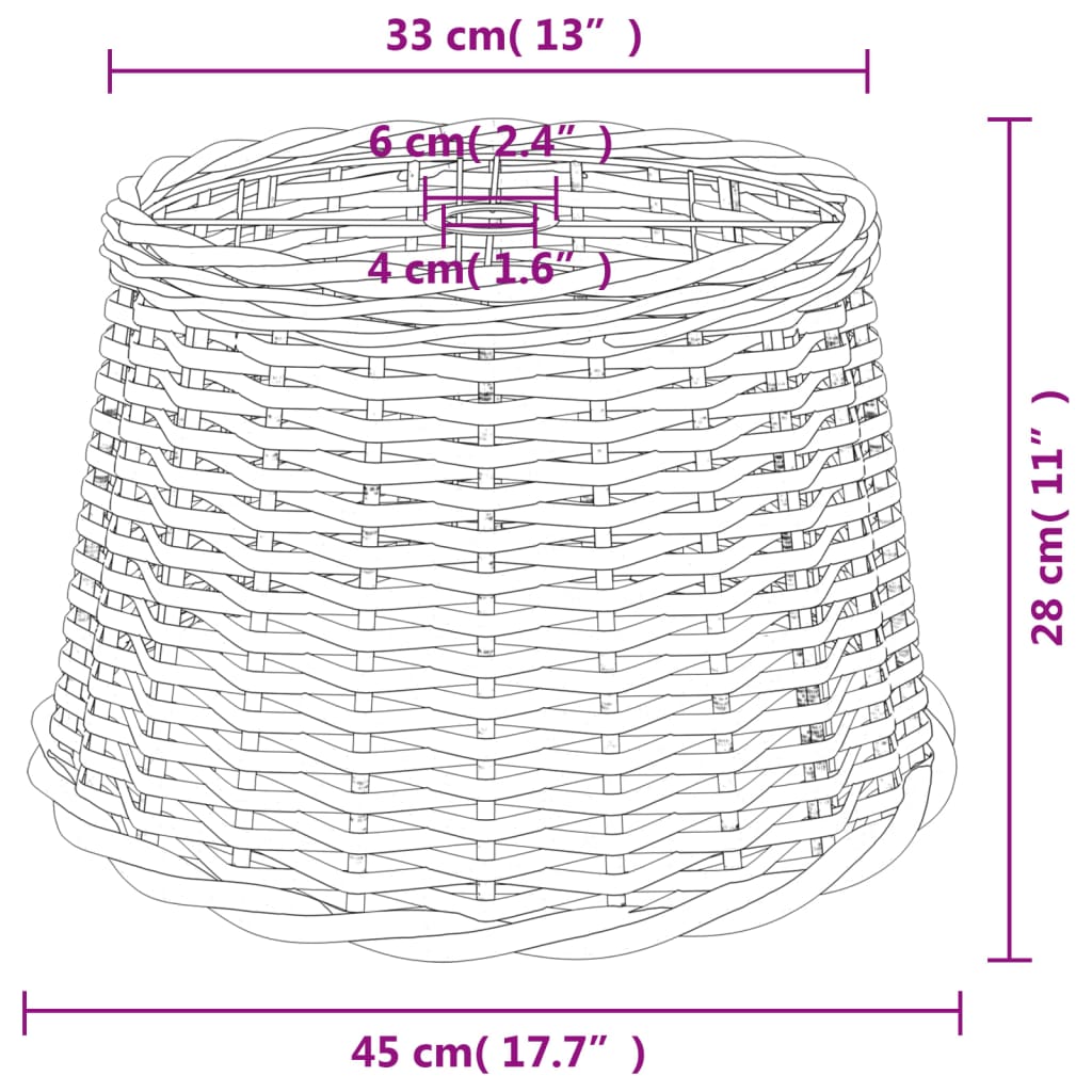 lampeskærm til loftlampe Ø45x28 cm flet hvid