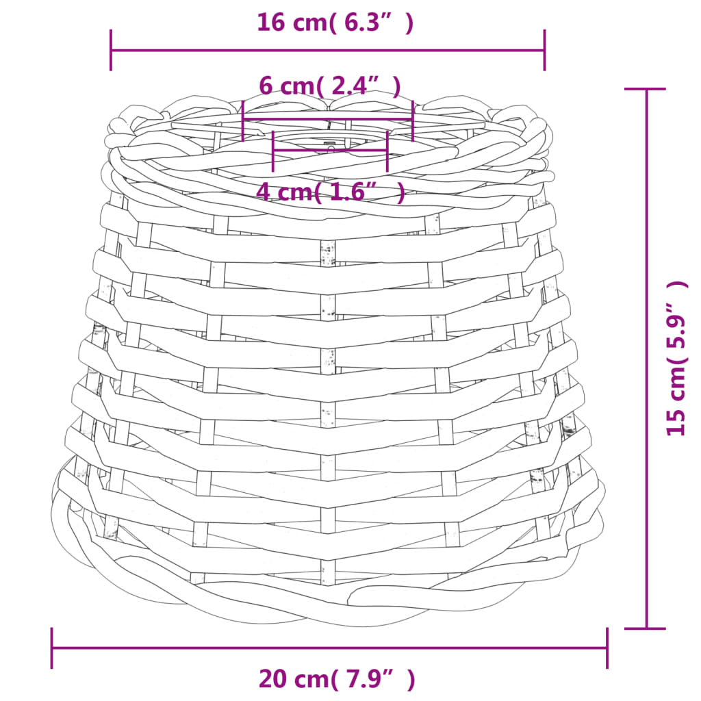 lampeskærm til loftlampe Ø20x15 cm flet brun