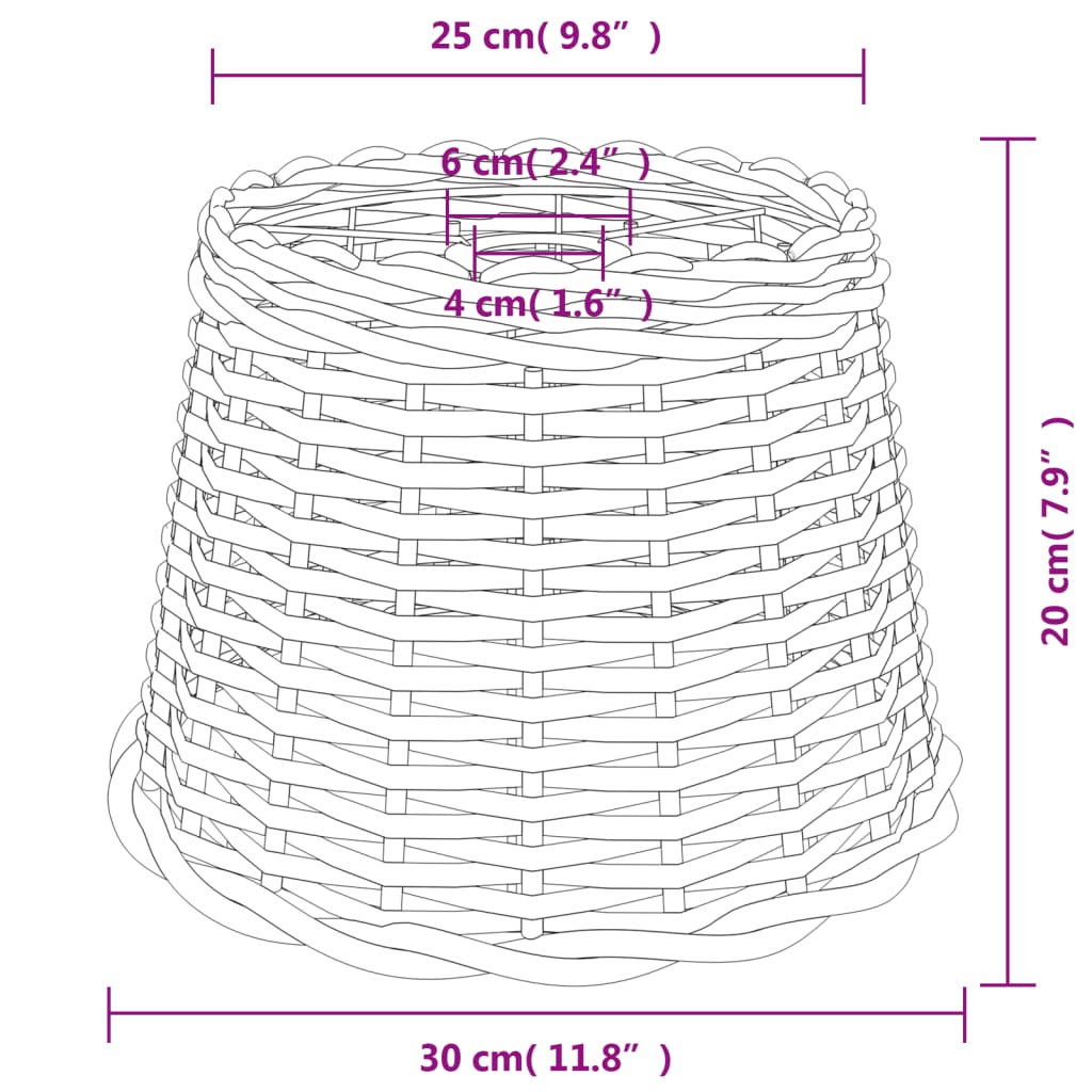 lampeskærm til loftlampe Ø30x20 cm flet brun