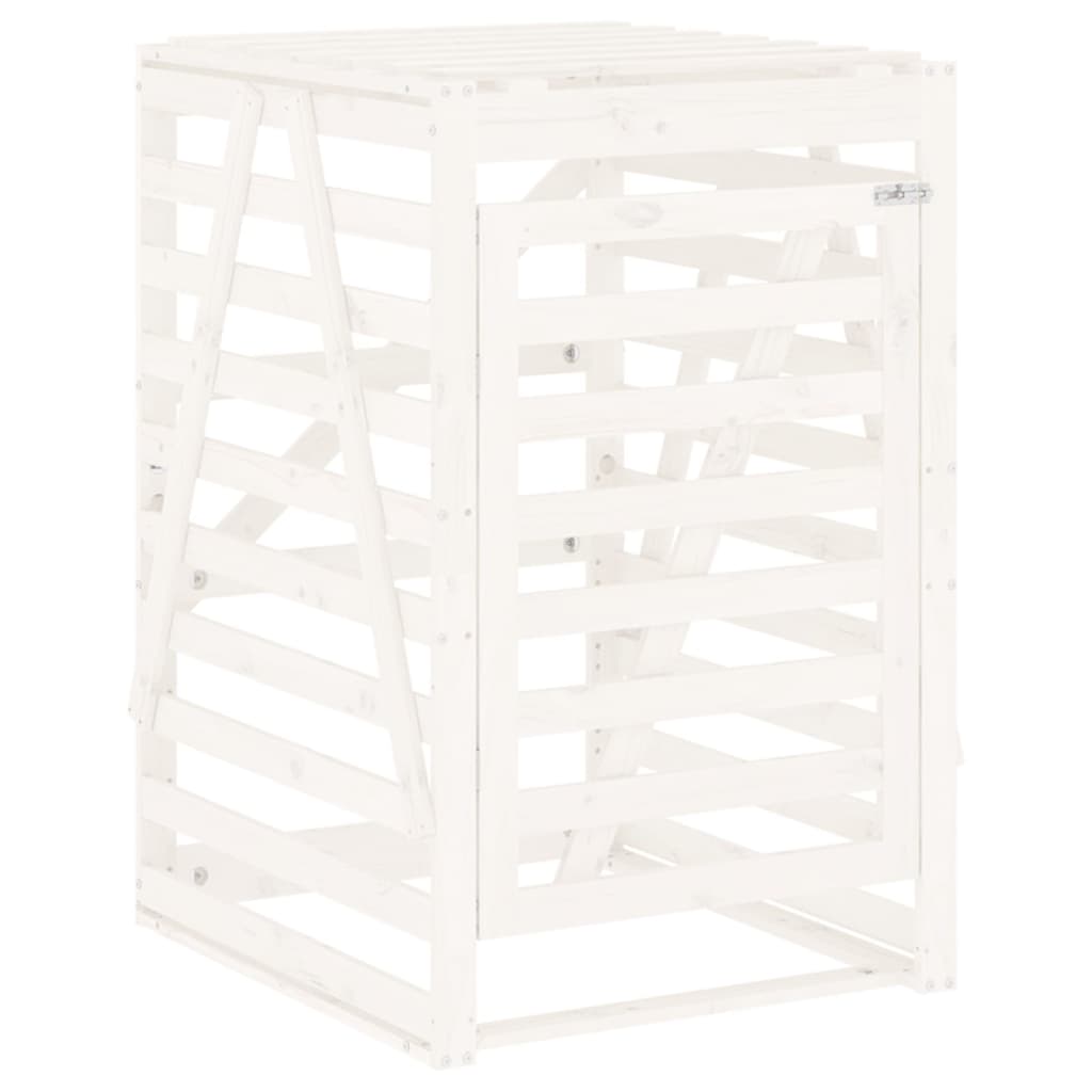 skraldespandsskjuler 84x90x128,5 cm massivt fyrretræ hvid