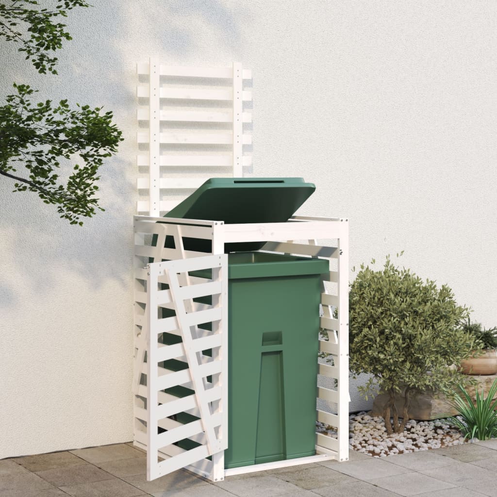 skraldespandsskjuler 84x90x128,5 cm massivt fyrretræ hvid