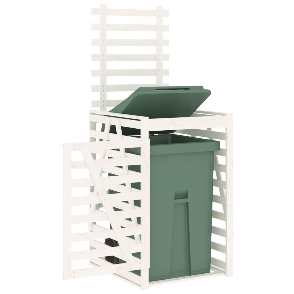 skraldespandsskjuler 84x90x128,5 cm massivt fyrretræ hvid